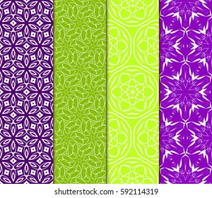 seamless ornamental pattern set. Floral geometric style. Vector illustration. For interior design, fabric print, page fill, wallpaper, textile