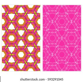 seamless ornamental pattern set. Floral geometric style. Vector illustration. For interior design, fabric print, page fill, wallpaper, textile