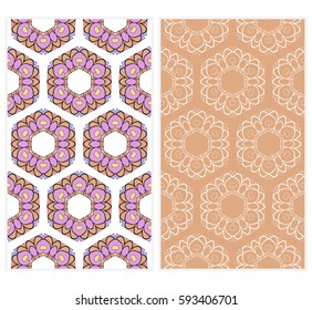 seamless ornamental pattern set. Floral geometric style. Vector illustration. For interior design, fabric print, page fill, wallpaper, textile
