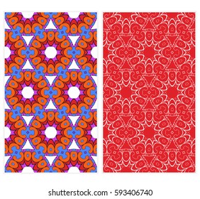 seamless ornamental pattern set. Floral geometric style. Vector illustration. For interior design, fabric print, page fill, wallpaper, textile