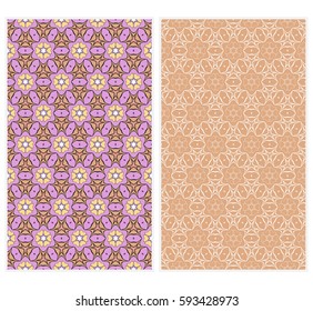 seamless ornamental pattern set. Floral geometric style. Vector illustration. For interior design, fabric print, page fill, wallpaper, textile