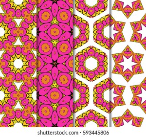seamless ornamental pattern set. Floral geometric style. Vector illustration. For interior design, fabric print, page fill, wallpaper, textile