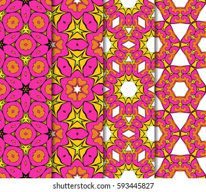 seamless ornamental pattern set. Floral geometric style. Vector illustration. For interior design, fabric print, page fill, wallpaper, textile