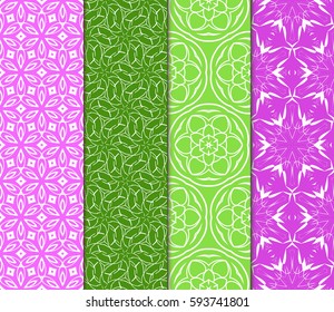 seamless ornamental pattern set. Floral geometric style. Vector illustration. For interior design, fabric print, page fill, wallpaper, textile