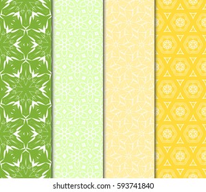 seamless ornamental pattern set. Floral geometric style. Vector illustration. For interior design, fabric print, page fill, wallpaper, textile