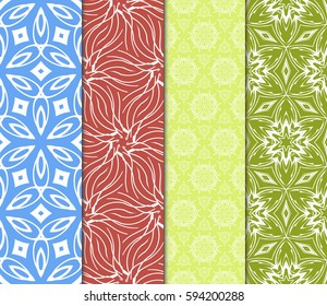 seamless ornamental pattern set. Floral geometric style. Vector illustration. For interior design, fabric print, page fill, wallpaper, textile