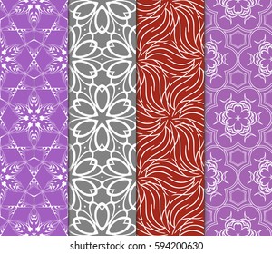 seamless ornamental pattern set. Floral geometric style. Vector illustration. For interior design, fabric print, page fill, wallpaper, textile