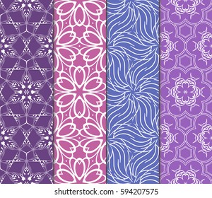 seamless ornamental pattern set. Floral geometric style. Vector illustration. For interior design, fabric print, page fill, wallpaper, textile