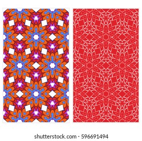 seamless ornamental pattern set. Floral geometric style. Vector illustration. For interior design, fabric print, page fill, wallpaper, textile