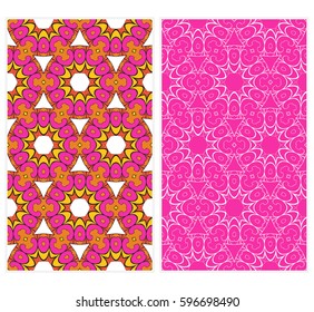 seamless ornamental pattern set. Floral geometric style. Vector illustration. For interior design, fabric print, page fill, wallpaper, textile