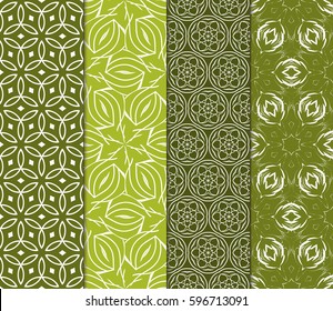 seamless ornamental pattern set. Floral geometric style. Vector illustration. For interior design, fabric print, page fill, wallpaper, textile