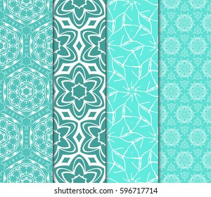 seamless ornamental pattern set. Floral geometric style. Vector illustration. For interior design, fabric print, page fill, wallpaper, textile