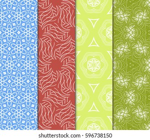 seamless ornamental pattern set. Floral geometric style. Vector illustration. For interior design, fabric print, page fill, wallpaper, textile