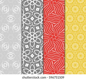 seamless ornamental pattern set. Floral geometric style. Vector illustration. For interior design, fabric print, page fill, wallpaper, textile