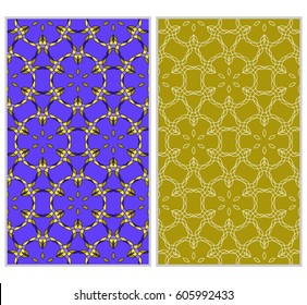 seamless ornamental pattern set. Floral geometric style. Vector illustration. For interior design, fabric print, page fill, wallpaper, textile