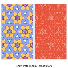 seamless ornamental pattern set. Floral geometric style. Vector illustration. For interior design, fabric print, page fill, wallpaper, textile