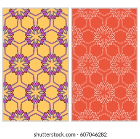 seamless ornamental pattern set. Floral geometric style. Vector illustration. For interior design, fabric print, page fill, wallpaper, textile