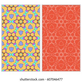 seamless ornamental pattern set. Floral geometric style. Vector illustration. For interior design, fabric print, page fill, wallpaper, textile