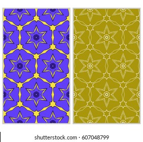 seamless ornamental pattern set. Floral geometric style. Vector illustration. For interior design, fabric print, page fill, wallpaper, textile