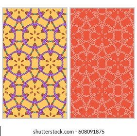 seamless ornamental pattern set. Floral geometric style. Vector illustration. For interior design, fabric print, page fill, wallpaper, textile