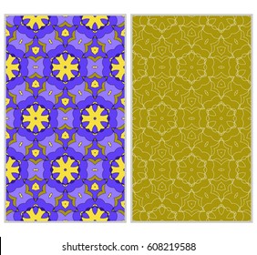seamless ornamental pattern set. Floral geometric style. Vector illustration. For interior design, fabric print, page fill, wallpaper, textile