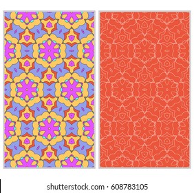 seamless ornamental pattern set. Floral geometric style. Vector illustration. For interior design, fabric print, page fill, wallpaper, textile
