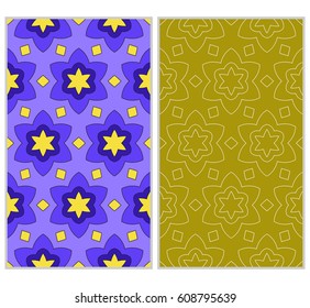 seamless ornamental pattern set. Floral geometric style. Vector illustration. For interior design, fabric print, page fill, wallpaper, textile