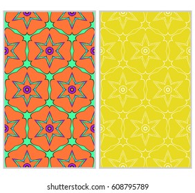 seamless ornamental pattern set. Floral geometric style. Vector illustration. For interior design, fabric print, page fill, wallpaper, textile