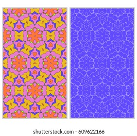 seamless ornamental pattern set. Floral geometric style. Vector illustration. For interior design, fabric print, page fill, wallpaper, textile