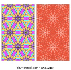 seamless ornamental pattern set. Floral geometric style. Vector illustration. For interior design, fabric print, page fill, wallpaper, textile