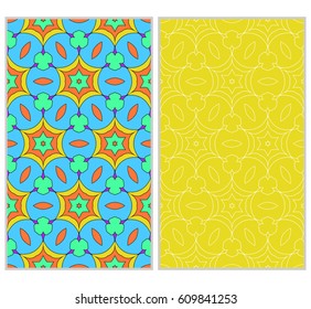 seamless ornamental pattern set. Floral geometric style. Vector illustration. For interior design, fabric print, page fill, wallpaper, textile