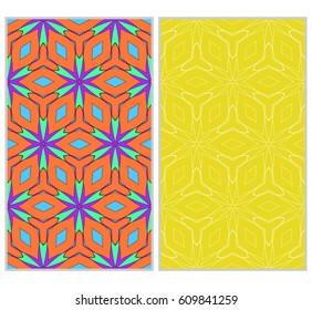 seamless ornamental pattern set. Floral geometric style. Vector illustration. For interior design, fabric print, page fill, wallpaper, textile