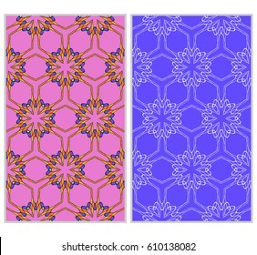 seamless ornamental pattern set. Floral geometric style. Vector illustration. For interior design, fabric print, page fill, wallpaper, textile