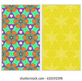 seamless ornamental pattern set. Floral geometric style. Vector illustration. For interior design, fabric print, page fill, wallpaper, textile