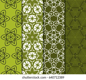 seamless ornamental pattern set. Floral geometric style. Vector illustration. For interior design, fabric print, page fill, wallpaper, textile