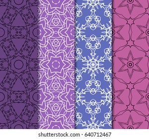 seamless ornamental pattern set. Floral geometric style. Vector illustration. For interior design, fabric print, page fill, wallpaper, textile