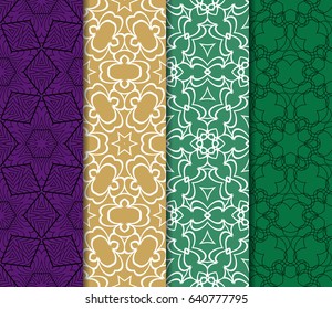 seamless ornamental pattern set. Floral geometric style. Vector illustration. For interior design, fabric print, page fill, wallpaper, textile