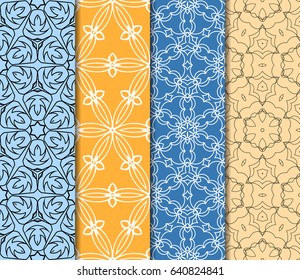seamless ornamental pattern set. Floral geometric style. Vector illustration. For interior design, fabric print, page fill, wallpaper, textile