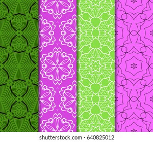 seamless ornamental pattern set. Floral geometric style. Vector illustration. For interior design, fabric print, page fill, wallpaper, textile