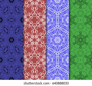 seamless ornamental pattern set. Floral geometric style. Vector illustration. For interior design, fabric print, page fill, wallpaper, textile