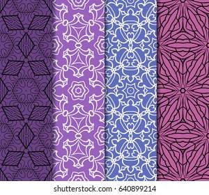 seamless ornamental pattern set. Floral geometric style. Vector illustration. For interior design, fabric print, page fill, wallpaper, textile
