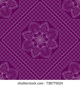 Seamless ornamental pattern set. Floral mandala geometric style. Vector illustration. For interior design, fabric print, page fill, wallpaper, textile