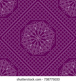 Seamless ornamental pattern set. Floral mandala geometric style. Vector illustration. For interior design, fabric print, page fill, wallpaper, textile