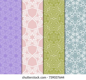 seamless ornamental pattern set. Floral geometric style. Vector illustration. For interior design, fabric print, page fill, wallpaper, textile
