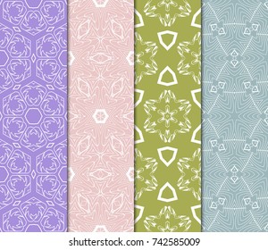 seamless ornamental pattern set. Floral geometric style. Vector illustration. For interior design, fabric print, page fill, wallpaper, textile