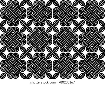 Seamless ornamental pattern vector. Black on white background. Design print for textile, wallpaper,wedding, background.