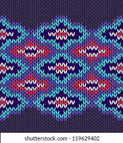 Seamless Ornamental Style Knitted Vector Pattern