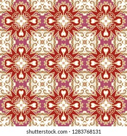 Seamless ornamental texture, white background, openwork, fretwork design