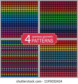 Seamless ornamental tribal patterns set. Vintage multicolor ethnic boho backdrop