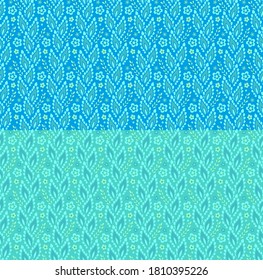 Patrón floral vectorial ornamental sin mar con flores paisley estilizadas, colores turquesa-azul 